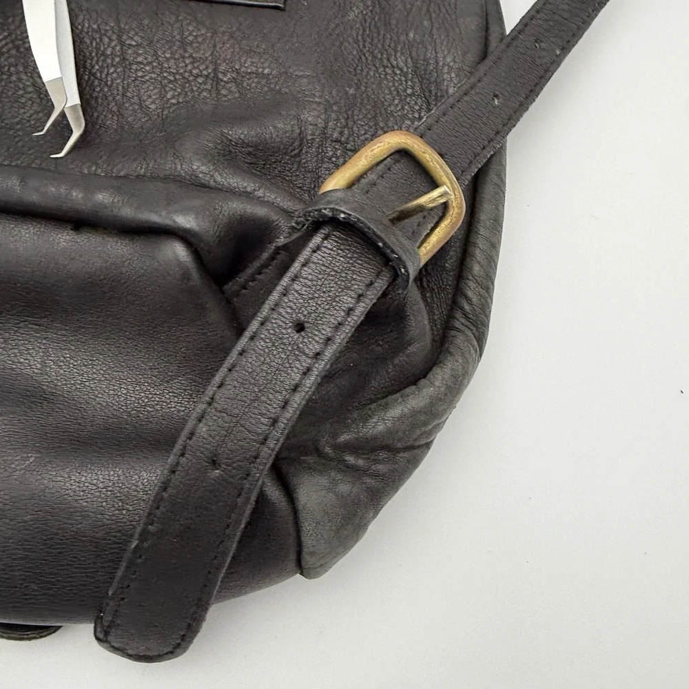 VTG Genuine Leather Rucksack Backpack Black Travel 12